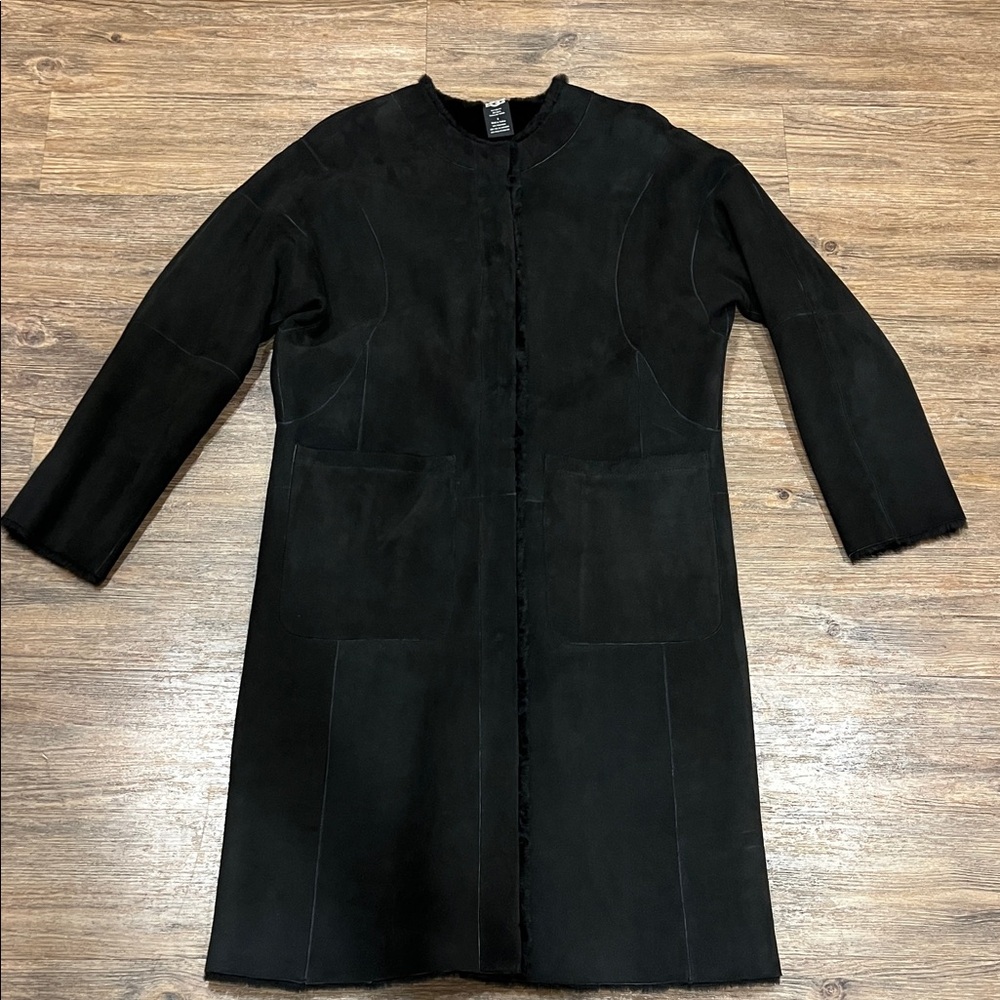 UGG Black Women's Shearling Trench Coat